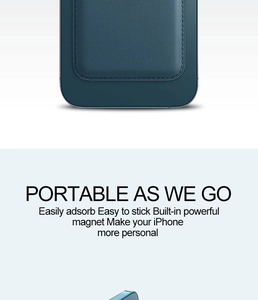 Detail view of the strong MagSafe magnetic leather card holder for iPhone series