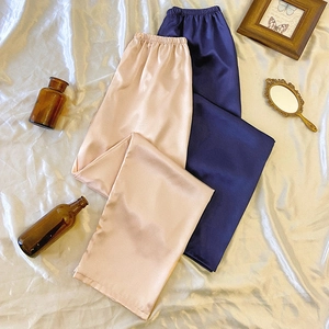 Damen Satin Schlafanzughose Locker Seidiges Material Elastischer Bund Komfortable Home Wear Hose