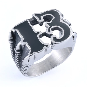 Vintage stainless steel dragon claw ring featuring lucky number 13 in a bold industrial style