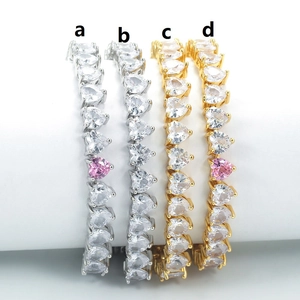 Elegant silver and gold heart zircon bracelets in four stylish jewelry designs