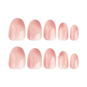 Glossy gradient pink oval press-on nails set of 10 pieces with a minimalist design