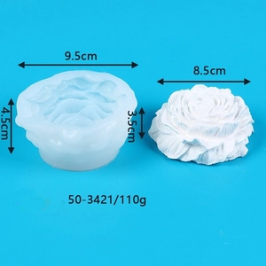 Peony silicone mold dimensions 9.5x4.5cm and finished flower size 8.5x3.5cm details