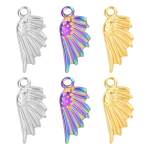 Pendentif Aile Acier Inoxydable Plaqué Or Placage Sous Vide Arc En Ciel Coloré Fabrication Bijoux Minimaliste Mode Femmes