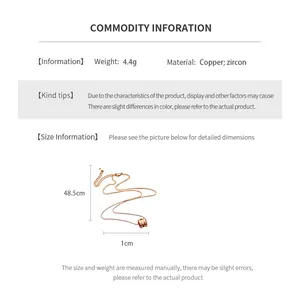 Detailed size specifications for 18k gold plated round pendant necklace with zircon