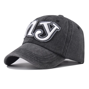 Washed Cotton Baseball Cap Letter Embroidery Vintage Adjustable Sun Protection Outdoor Hat For Men Women
