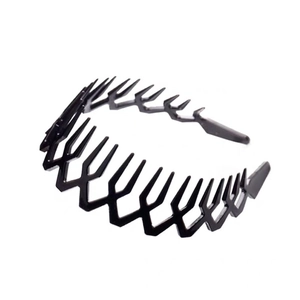Black zigzag wave headband with teeth for women minimalist nonslip geometric hair accessory