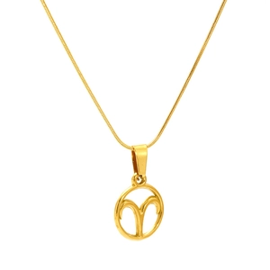 Golden Aries constellation pendant necklace with snake chain for women stylish jewelry