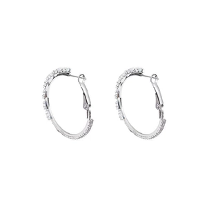 Elegant large silver hoop earrings with shimmering cubic zirconia stones for women