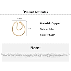 Detailed size chart for minimalist twisted gold ear cuff made of premium copper