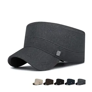 Classic Cadet Cap Cotton Twill Flat Top Hat Adjustable Curved Brim Outdoor Sunshade Vintage Casual For Men Women