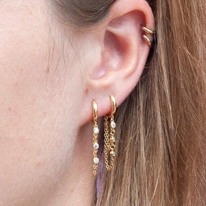 Hoop Dangle Earrings Zircon Tassel Chain Gold Plated Copper Elegant Lightweight Jewelry For Women