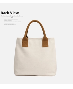 Casual canvas tote bag for women, stylish minimalist handbag with sturdy brown handle daily use.