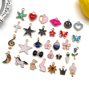 Assorted DIY alloy enamel charms in star, heart, and butterfly shapes for jewelry making