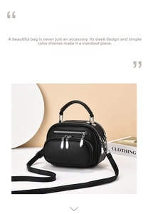 Detail of black lychee grain leather handbag with silver double zippers and crossbody strap