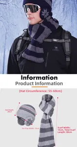 Dimensioni set cappello e sciarpa invernali con paraorecchie e fodera in pile termico