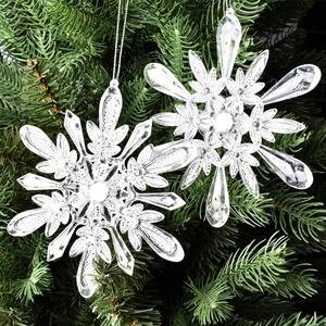 Ornements De Flocons De Neige De Noël Acrylique Cristal Décoration Suspendue Pour Arbre Mariage Fête Décoration Maison