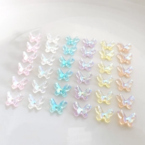 3D Aurora Butterfly Nail Art Charms Double Layer Resin Iridescent Holographic Decorations For Manicure DIY Designs