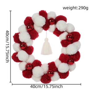 Detail of red and white Christmas wreath with bells and dimensions 40cm 290g