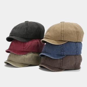 Retro Newsboy Cap aus gewaschener Baumwolle Atmungsaktiver Sonnenschutz Britischer Stil für Herren Damen Maler Hut