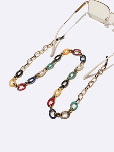 Colorful Acrylic Resin Eyewear Chain Multi-Color Linked Aluminum Alloy Anti-Slip Glasses Cord Strap Accessory