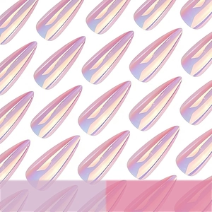 Holographic chrome long stiletto press-on nails with purple-pink metallic gradient finish