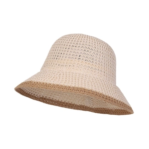 Elegante cappello da sole da donna in paglia intrecciata beige con tesa larga e cupola