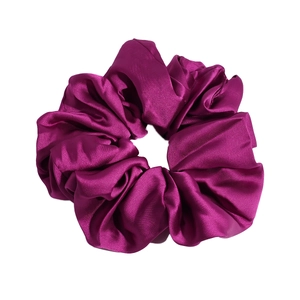 Elegant purple satin large scrunchie with a glossy silk-like finish for women
