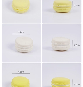 Detaillierte Größenangaben für das 4,1 cm x 2,7 cm PU Macaron Squishy Dessert Spielzeug