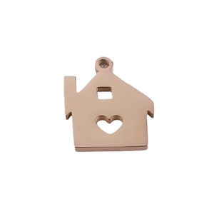 Ciondolo a forma di casa con cuore in acciaio inossidabile oro rosa per gioielli