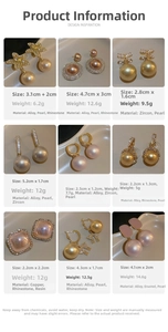 Detailed close-up of zircon pearl earrings in diverse geometric and bow designs