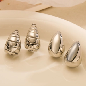 Schicke Kupfer Wassertropfen Ohrringe Vergoldet Spiral Textur Ohrstecker Für Damen Nischenschmuck
