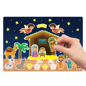 Kids Christmas Nativity Scene DIY Felt Sticker Set Educational Manger Story Toy Decor