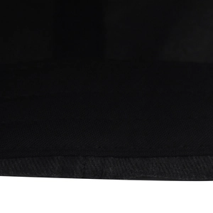 Macro shot of durable black washed cotton baseball cap with reinforced double-stitch edge