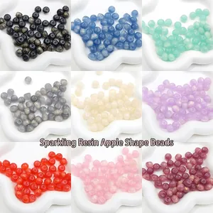 Apple Shape Resin Loose Beads Starry Sky Shimmer DIY Jewelry Making Accessories For Handmade Bracelets Necklaces