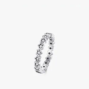 925 Sterling Silver Star Shaped Stacking Ring For Women With Zirconia Minimalist Sparkly Dainty Finger Jewelry