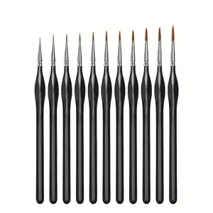11-piece fine detail paint brush set with triangular handles and exact size measurements