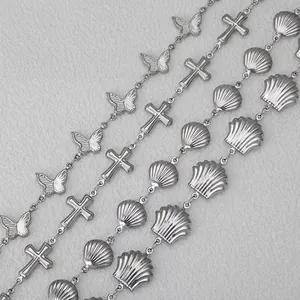 Stainless Steel DIY Jewelry Making Chain Butterfly Cross Shell Shaped Semi-finished Links For Necklace Bracelet Crafts