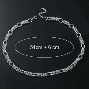 Byzantine style stainless steel multi-link necklace for men with 51cm+6cm length