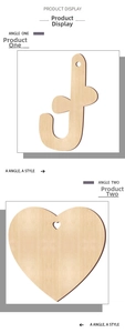 Detail of laser-cut wooden Christmas tree ornaments with natural grain and hanging holes