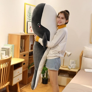 Detailopname van een grote walvis pluche hoes met gladde stof en zachte textuur