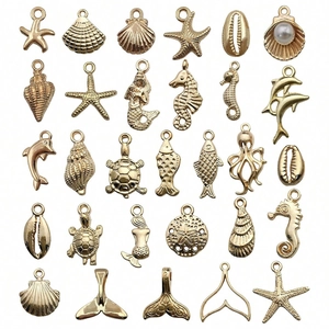 Collection de breloques océan en alliage doré avec étoiles de mer pour bijoux DIY