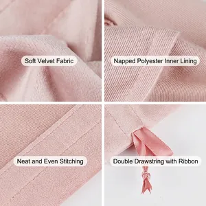 Premium pink velvet drawstring jewelry pouch with soft brushed lining and reinforced stitching