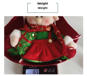 Weight measurement of 165g for a Christmas parachute elf doll with sequins