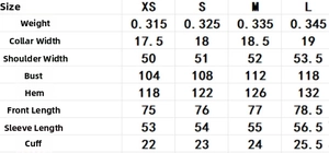 Detailed size chart for the oversized maroon blazer with precise garment measurements