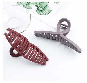 Matte finish large hair claw clips in dark red and mauve colors for thick hair