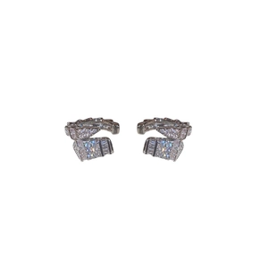 Silver snake-shaped C-style ear cuff set with pavé cubic zirconia for women