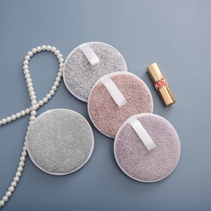 Bamboo charcoal fiber face cleansing pads in four colors with pearl and lipstick decor
