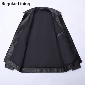 Veste classique en similicuir noir avec doublure standard et poche intérieure pratique