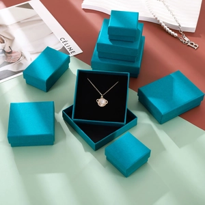 Tiffany Blue minimalist jewelry box set for rings and earrings with black velvet lining