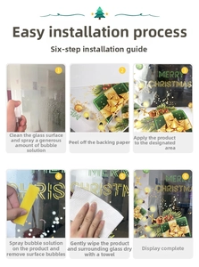 Detailed step-by-step installation guide for Merry Christmas window static stickers